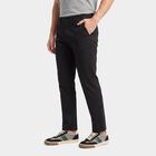 Men's Black Slim Fit Chino Trousers, काला, small