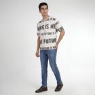 Men's Off-White Round Neck Casual T-Shirt, Off White, small