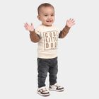 Infants Off White Cotton Round Neck Regular T-Shirt, ऑफ व्हाइट, small