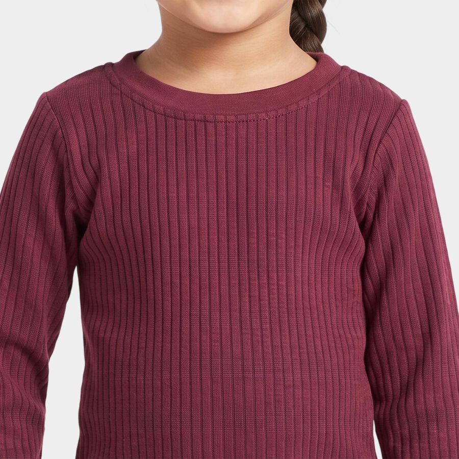 Girls' Maroon Long Sleeve Thermal, Wine, large