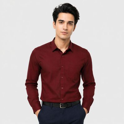 Men's Wine Slim Fit Formal Shirt