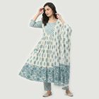 Women's Light Blue Cotton Floral Printed Ethnic Set, Light Blue, small