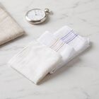 Men's White Striped Pack of 3 Handkerchief, White, small