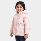 Girls Pink Hooded Floral Puffer Jacket, Light Pink, small