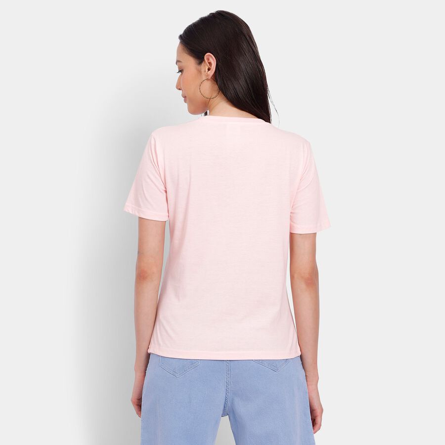 Ladies' Round Neck T-Shirt, हल्का गुलाबी, large image number null