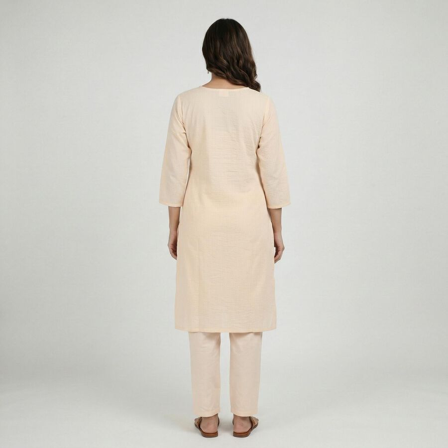 Women's Peach Cotton Ethnic Set, Peach, large