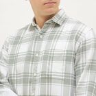 Men's Light Sage Green Cotton Button Down Casual Shirt, Light Green, small