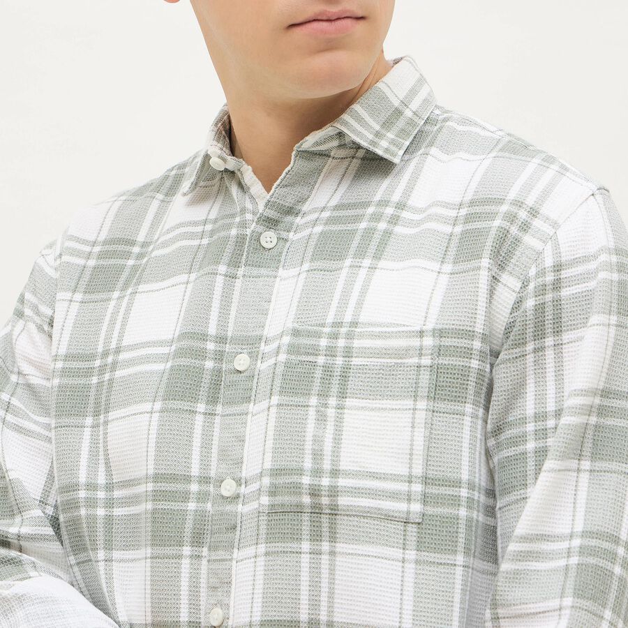 Men's Light Sage Green Cotton Button Down Casual Shirt, Light Green, large