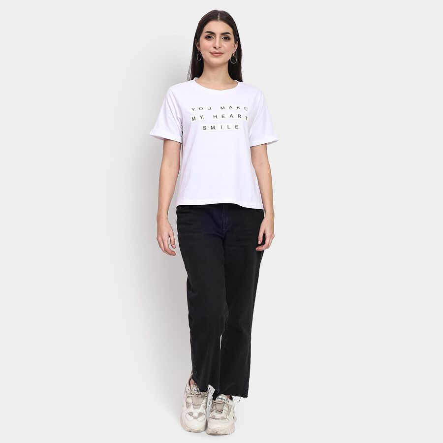 Ladies' Round Neck T-Shirt , सफ़ेद, large image number null