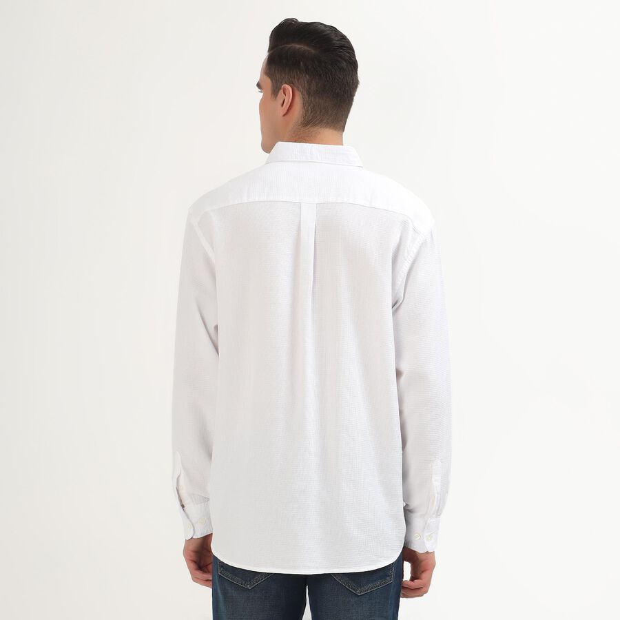 Men's Snow White Cotton Classic Collar Casual Shirt, सफ़ेद, large image number null