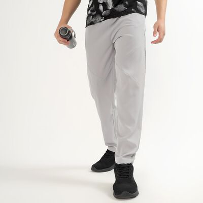 Men's Light Ash Grey Regular Fit Diagonal Seam Track Pants