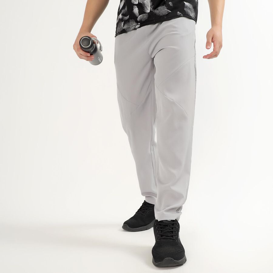 Men's Light Ash Grey Regular Fit Diagonal Seam Track Pants, Light Grey, large image number null