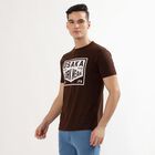 Men's Deep Brown Round Neck Graphic T-Shirt, Brown, small image number null