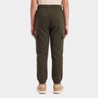 Girls Olive Green Jogger Fit Solid Cargo Pocket Winter Pyjama, ओलिव, small