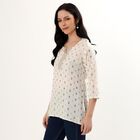 Women's Ivory Round Neck Printed Kurti, Off White, small image number null