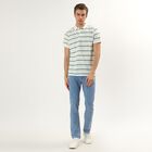 Men's White and Green Polo Neck Preppy T-Shirt, Light Green, small