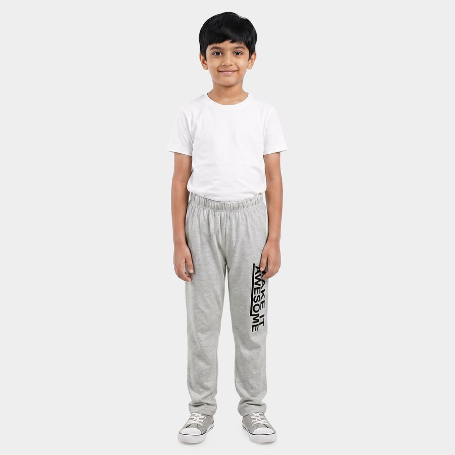 Boys Grey Straight Fit Graphic Printed Pyjama, एक्रू मिश्रित, large