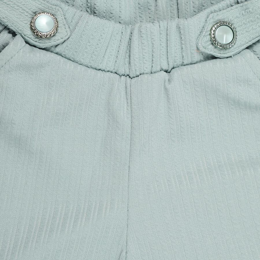 Girls' Light Sage Green Wide-Leg Pull-Up Trousers, Light Green, large image number null