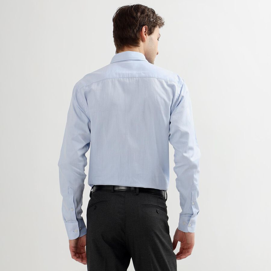 Men's Light Powder Blue Cotton Cut Away Collar Slim Fit Shirt, Light Blue, large image number null