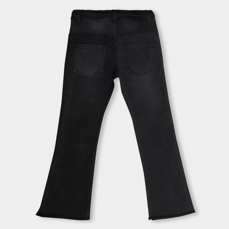 Girls' Buttoned Jeans, Black, large image number null