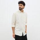 Men's Off-White Cotton Classic Collar Casual Shirt, ऑफ व्हाइट, small image number null