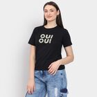 Ladies' 100% Cotton Round Neck T-Shirt, Black, small