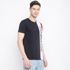Cut & Sew Round Neck T-Shirt, Black, small image number null