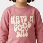 Girls' Pink Crew Neck Printed Sweatshirt, हल्का गुलाबी, small