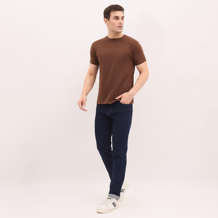 Men's Rich Brown Cotton Round Neck T-Shirt, Brown, large image number null