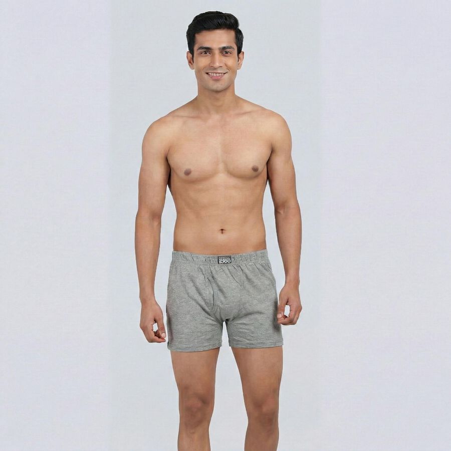 Men's Light Grey Regular Fit Solid Trunks, मिश्रित हल्का ग्रे, large