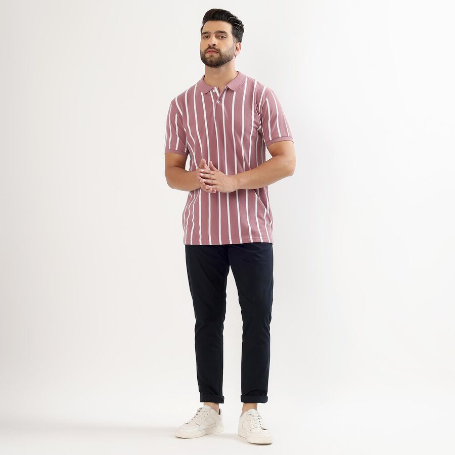 Men's Jet Black Slim Fit Casual Trousers, नेवी ब्लू, large image number null