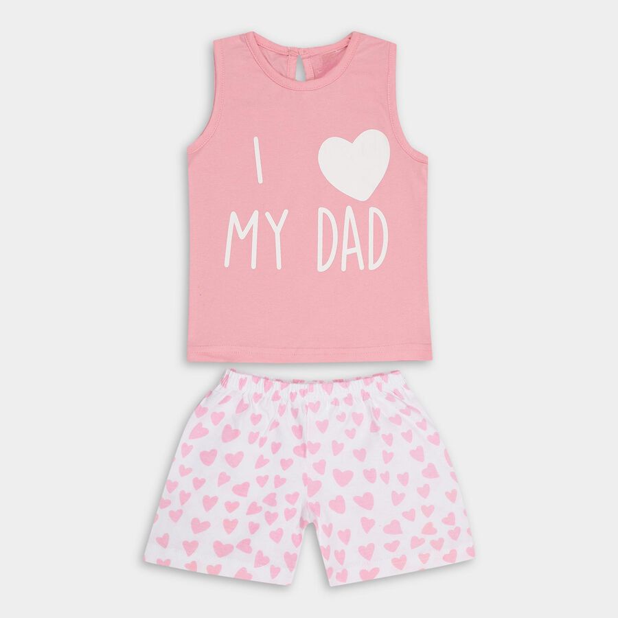 Infant Girls' 100% Cotton Short Set, गुलाबी, large
