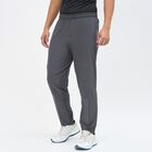 Men's Smoky Graphite Grey Slim Fit Reflective Striped Track Pants, Dark Grey, small