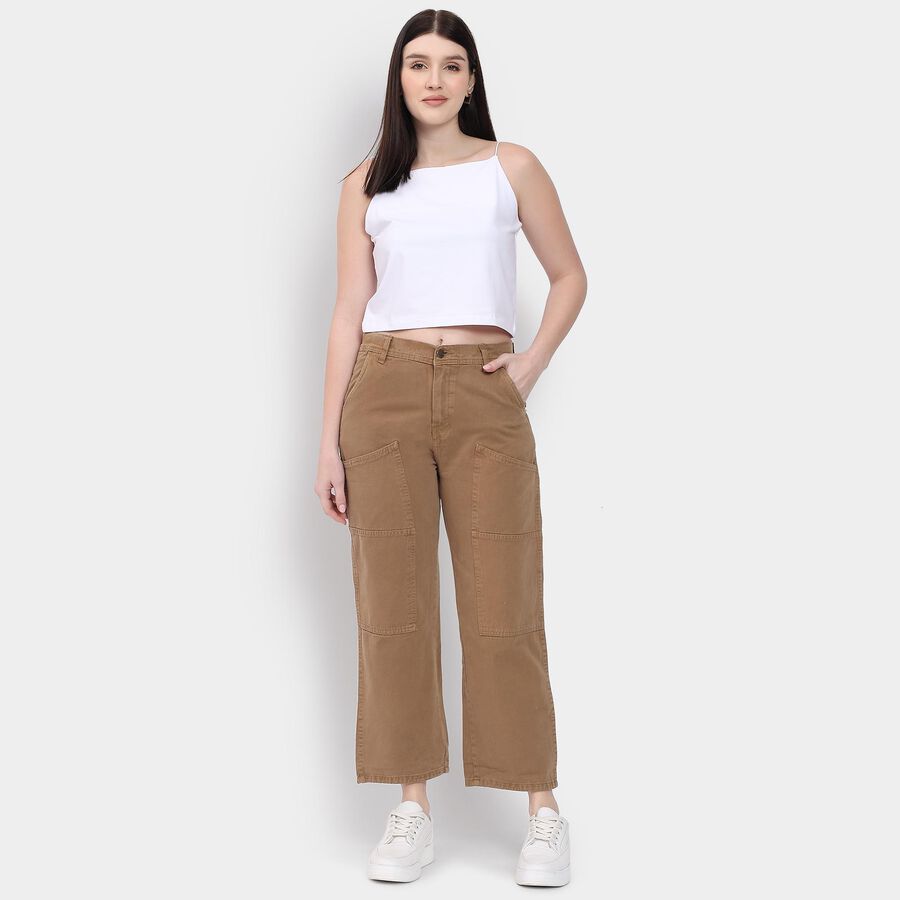 Ladies' 100% Cotton Trousers , भूरा, large image number null