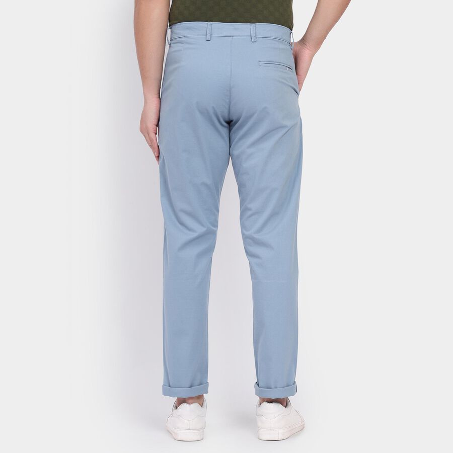 Men's 100% Cotton Slim Fit Casual Trousers , हल्का नीला, large image number null