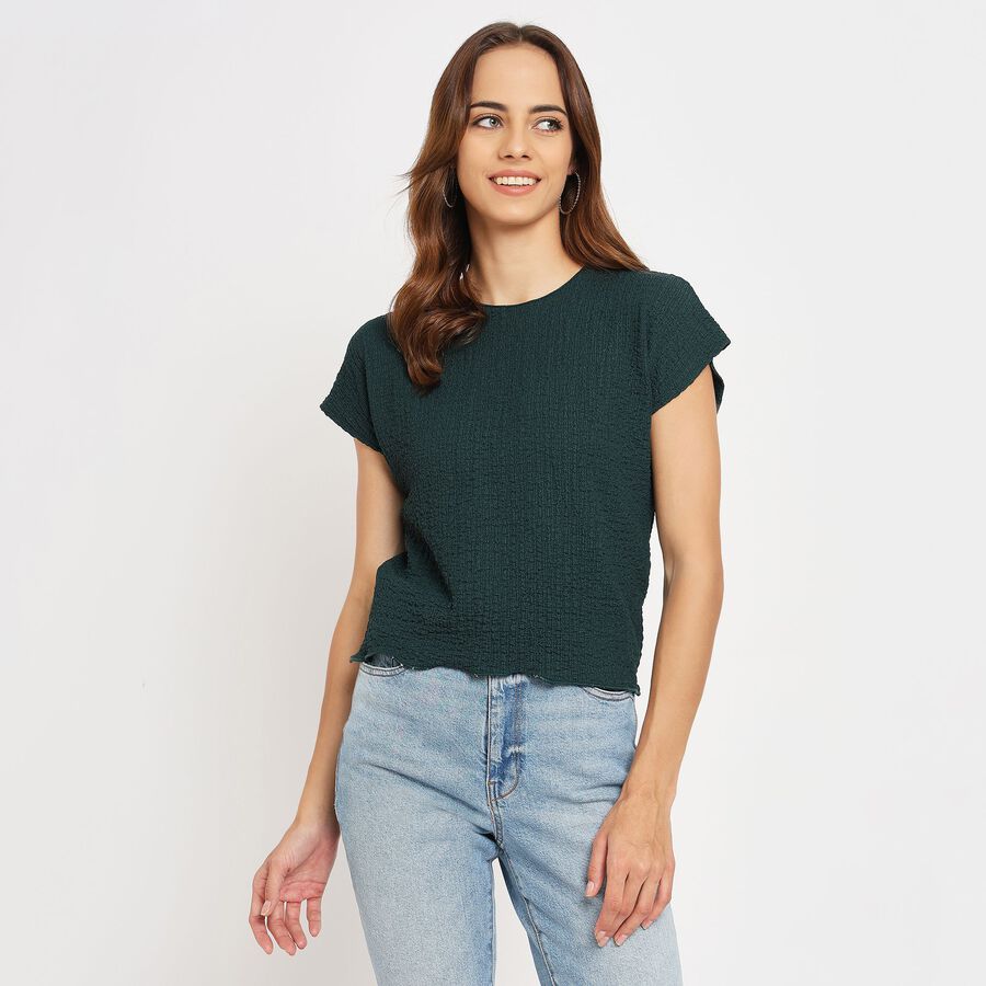 Ladies'  Crop  Top, गहरा हरा, large image number null