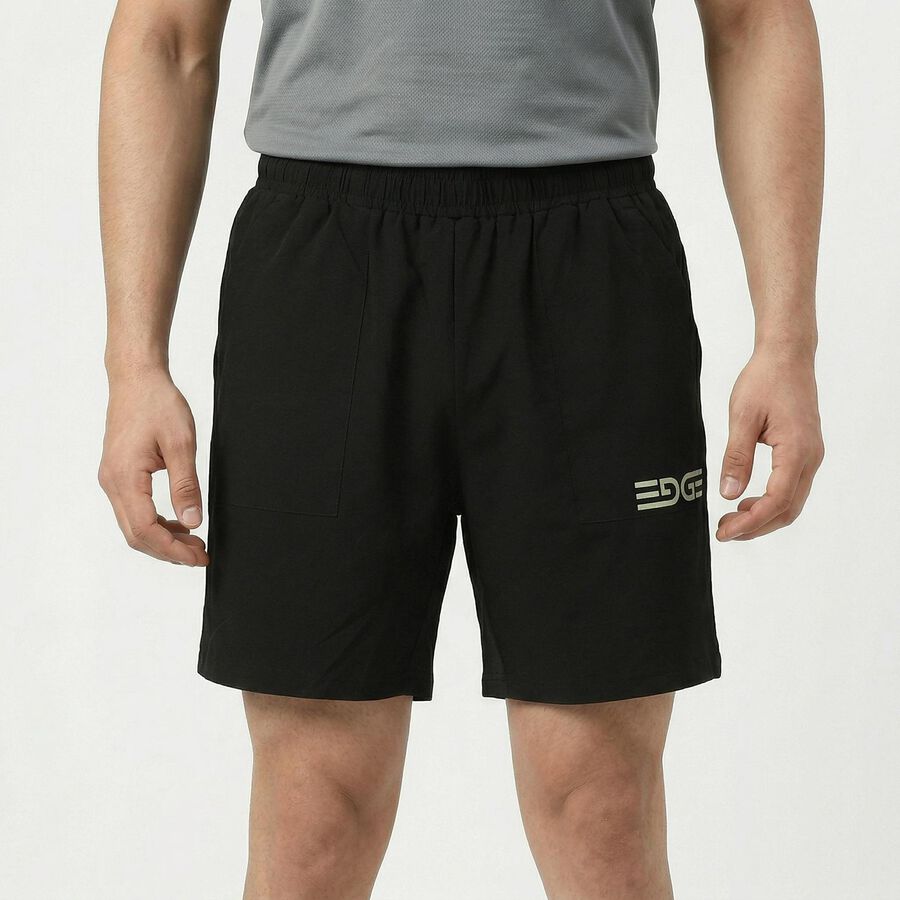Men's Black Regular Fit Solid Shorts, Black, large