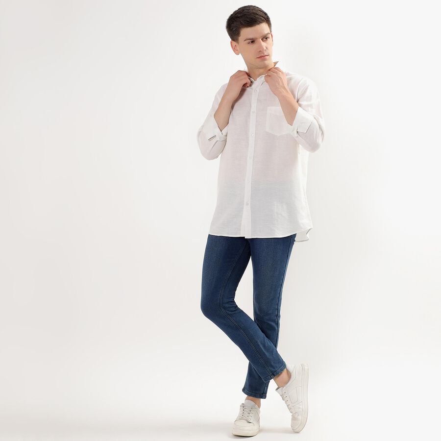 Men's Snow White Regular Collar Casual Shirt, सफ़ेद, large image number null