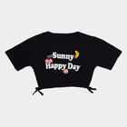 Girls' Navy Blue Cotton Round Neck Casual T-Shirt, नेवी ब्लू, small