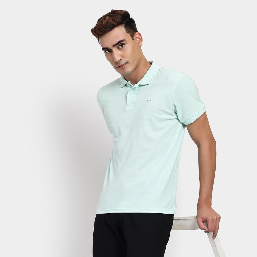 Men's Collared Half Sleeves T-Shirt, Light Green, large image number null