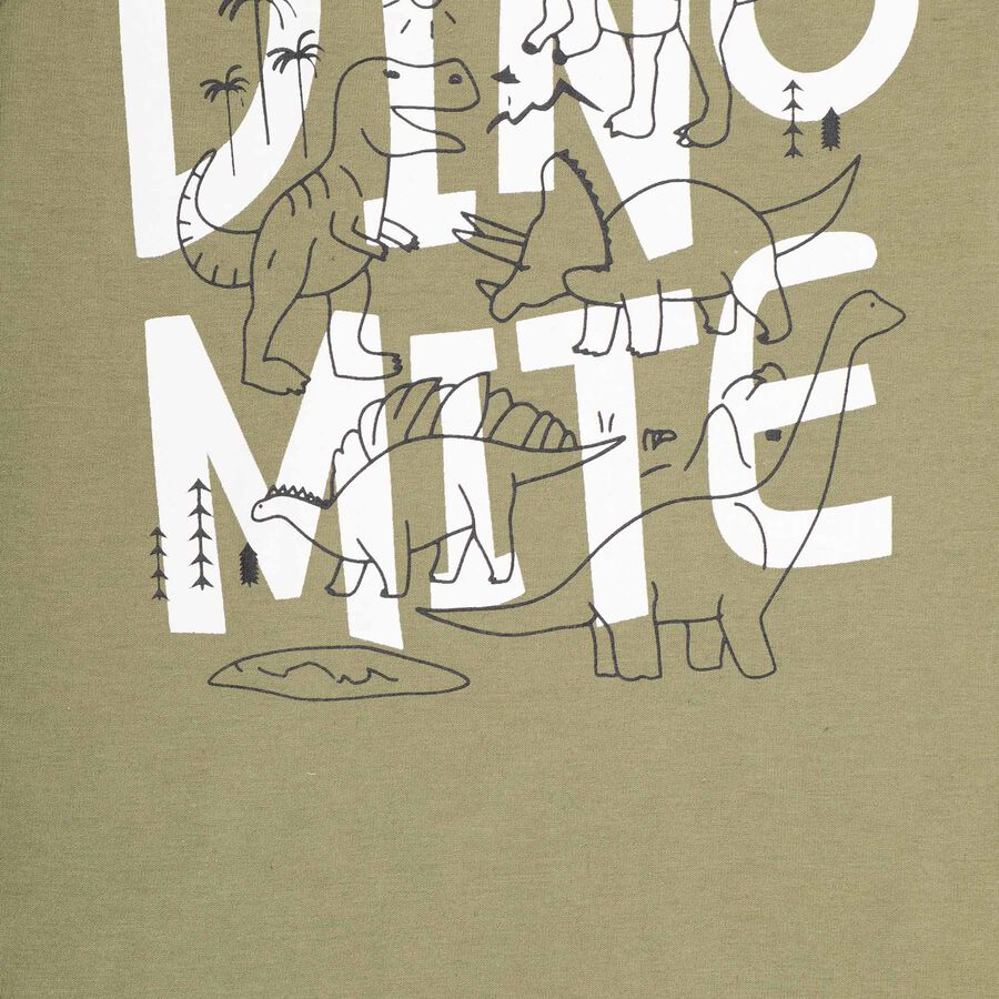 Boys Round Neck T-Shirt, Olive, large image number null