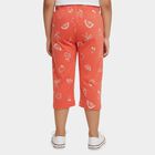 Girls' Orange Regular Fit Printed Capri, Coral, small