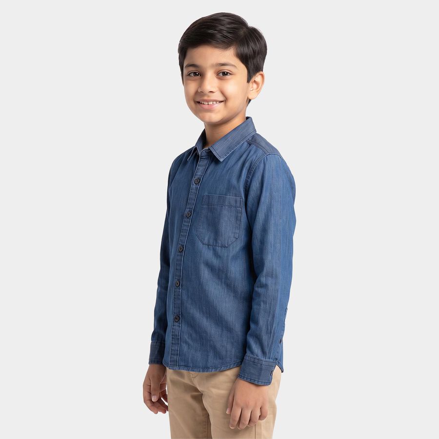 Boys Blue Casual Shirt, Mid Blue, large
