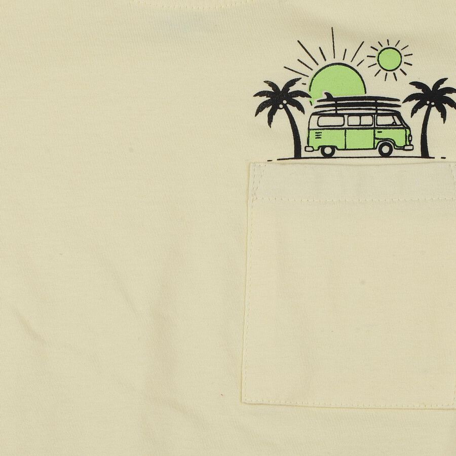 Boys Yellow Cotton Round Neck Casual T-Shirt, Yellow, large