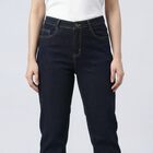 Women's Blue Skinny Fit High-Rise Jeans, गहरा नीला, small