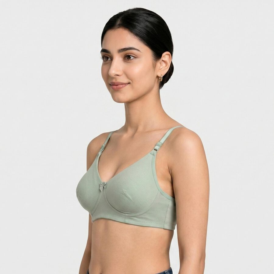 Women's Mint Green Cotton Blend Regular Bralette Bra, हल्का हरा, large