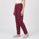 Women's Maroon Straight Fit Bow Printed Elastic Waist Pyjama, Wine, small