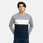 Men Melange Blue Crew Neck Regular T-Shirt, मिश्रित नीला, small