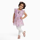 Girls Light Pink Round Neck Casual T-Shirt, Lilac, small