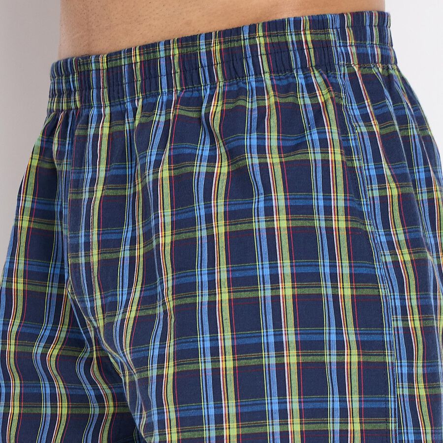 Men's 100% Cotton Boxers, Navy Blue, large